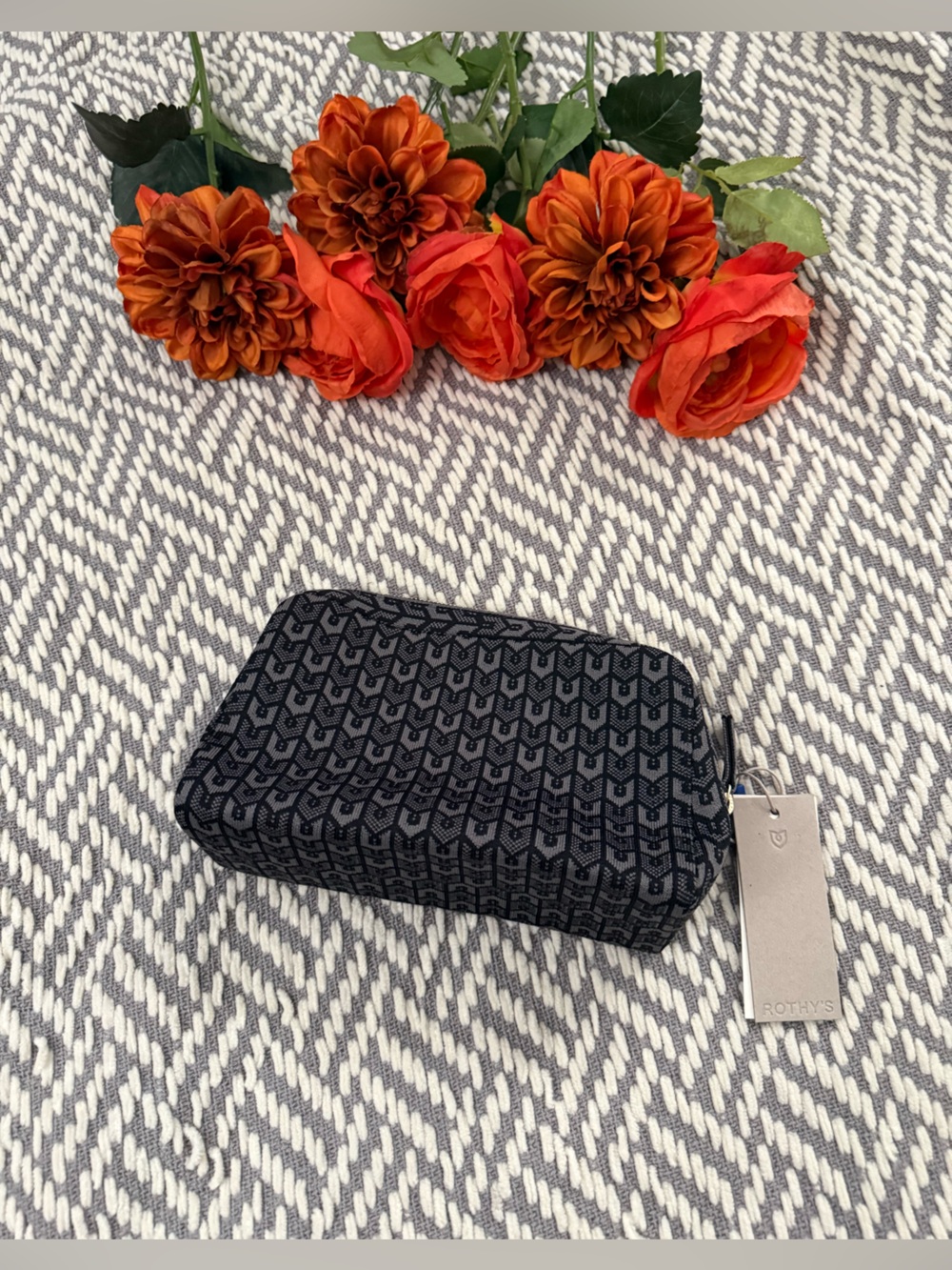 Rothy's Black Patterned Cosmetic Case